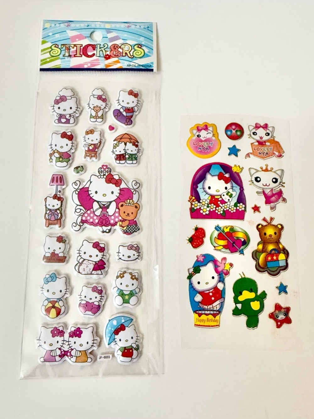 Hello Kitty Multicolor Puffy Sticker Sheet Pack - Pink, White, Red, Green, Blue